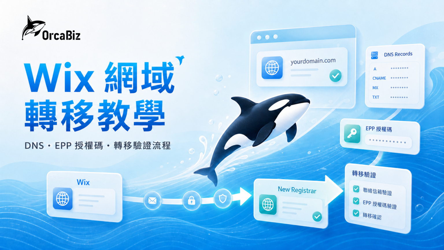 Wix 網域轉移教學：DNS、EPP 授權碼與轉移驗證流程